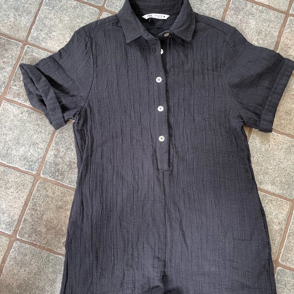 Zara black cotton romper, XS